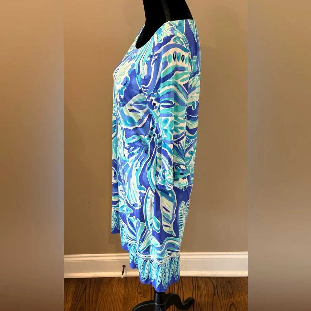 Women’s LILLY PULITZER UPF 50+ Sophie Ruffle sleeve Dress- Beckon blue. Size L - Picture 3 of 7